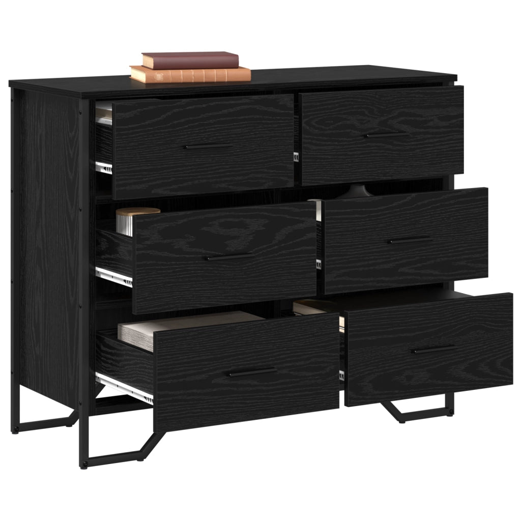 Cassettiera Rovere Nero 91x35.5x74.5 cm Legno ingegnerizzato