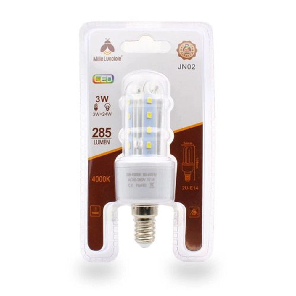 Trade Shop - Lampadina Led E14 3w 2u Jn02 Luce Tubolare Tubo Lineare Luce Naturale 4000k 285lm 87101 -