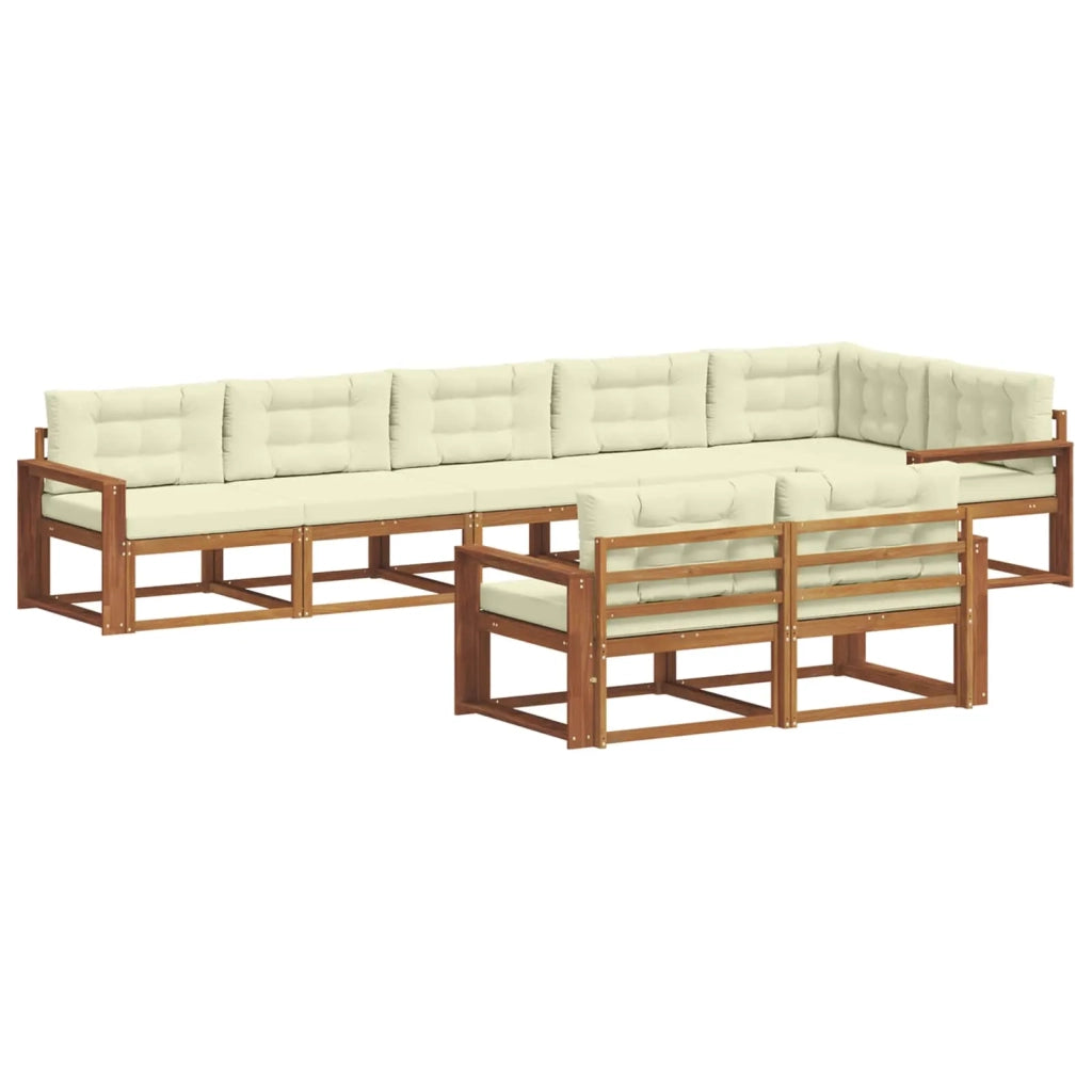 Set di divani da esterno con cuscino 8 pcs Naturale e Crema