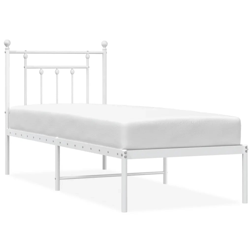 Giroletto senza Materasso con Testiera-Struttura Letto Metallo Bianco 75x190 cm 296813