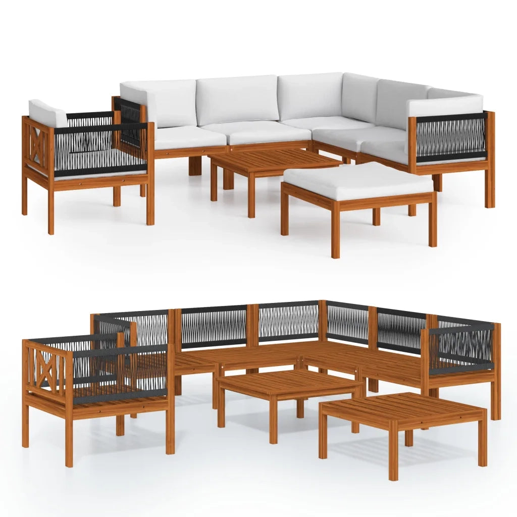 Set Divani da Giardino 8 pz con Cuscini Crema Massello Acacia cod mxl 37844