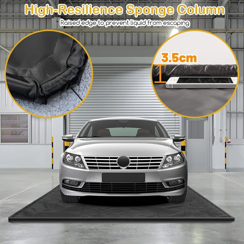 Tappeto per auto, tappetino antiscivolo e impermeabile, protezione contro fango, neve, olio e acqua, tessuto in PVC, per garage, casa, ufficio, nero (235 x 550 x 3,5 cm)