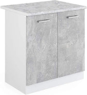 Mobile lavello cucina R-Line, Calcestruzzo, 80 cm, PL Marmo, per la libera combinazione all'interno di sistemi cucina modulari