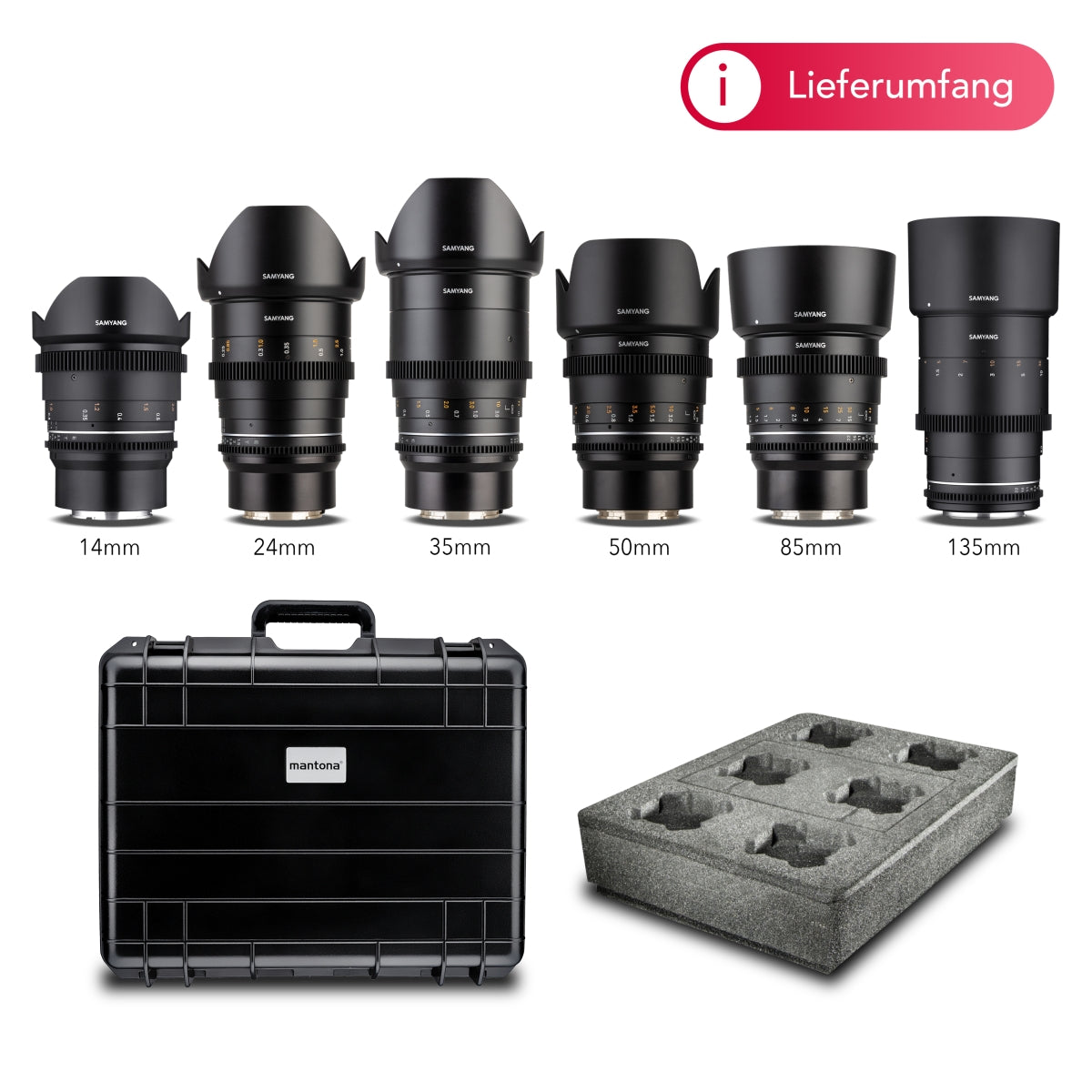 MF 14mm/24mm/35mm/50mm/85mm/135mm MK2 VDSLR Video Lenses Case Set per Sony E
