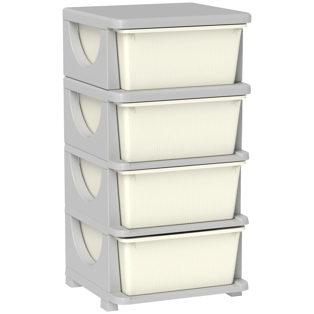 Cassettiera 4 Cassetti per Bambini con Maniglie ¨C zephmum ¨C Crema 37x37x76 cm