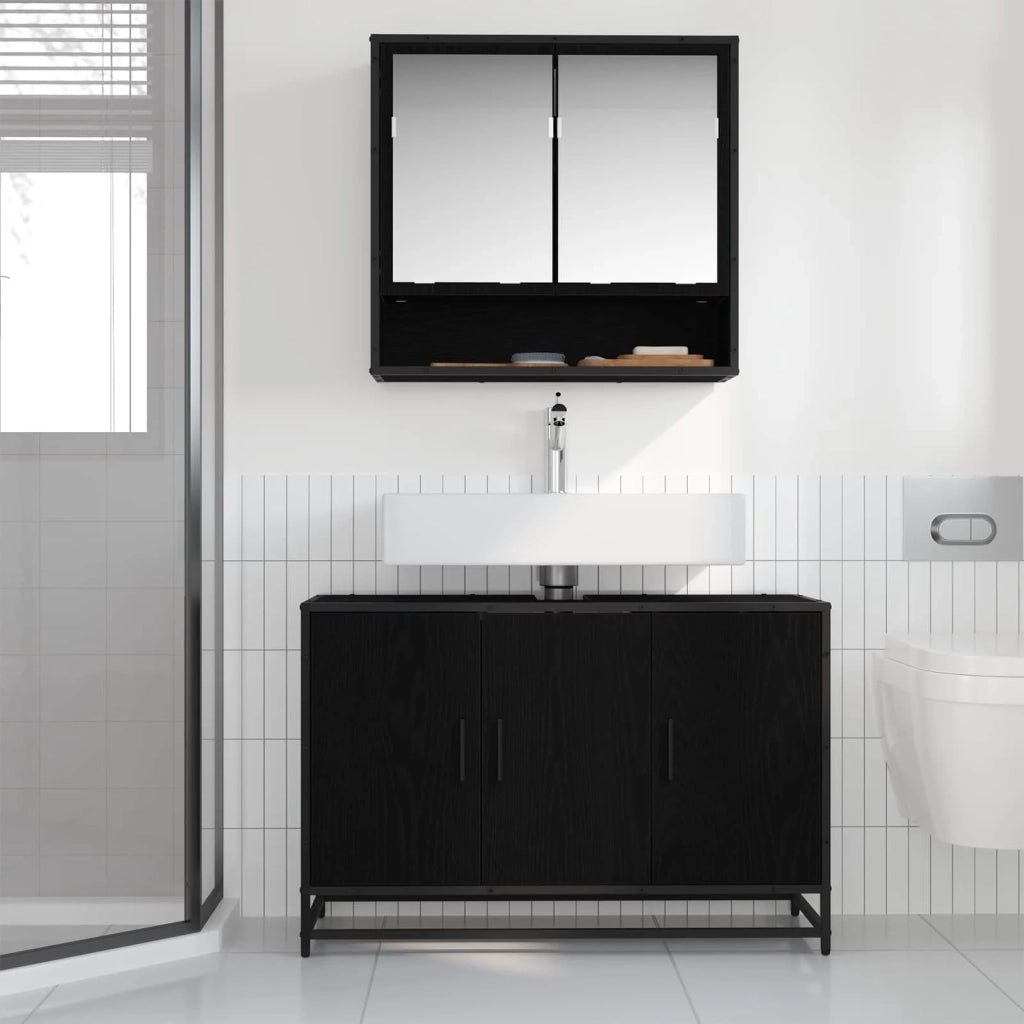 Mobile da Bagno Rovere Nero 90 x 33 x 60 cm Legno multistrato
