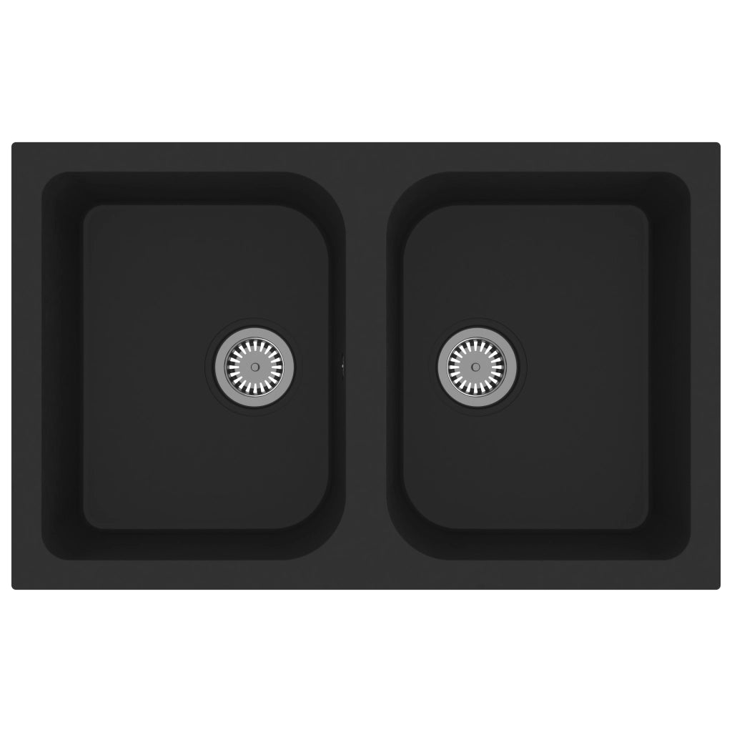 Lavello da cucina Nero 76 x 48 x 30 cm Quarzo e Resina 147081