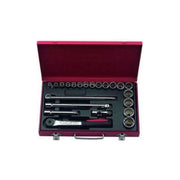 USAG 18022 Cassetta Chiavi Bussola 8 chiavi esagonali da 46 a 80 mm 2 prolunghe 1 cricchetto reversibile 1 leva a T materiale metallo uso professionale colore Nero