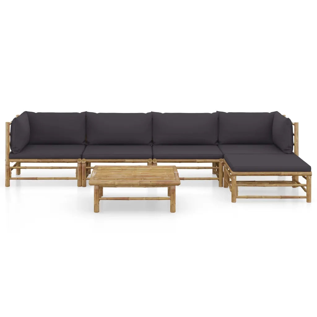 Set Divani da Giardino 6 pz con Cuscini Grigio Scuro in BambÃ¹ cod mxl 53004