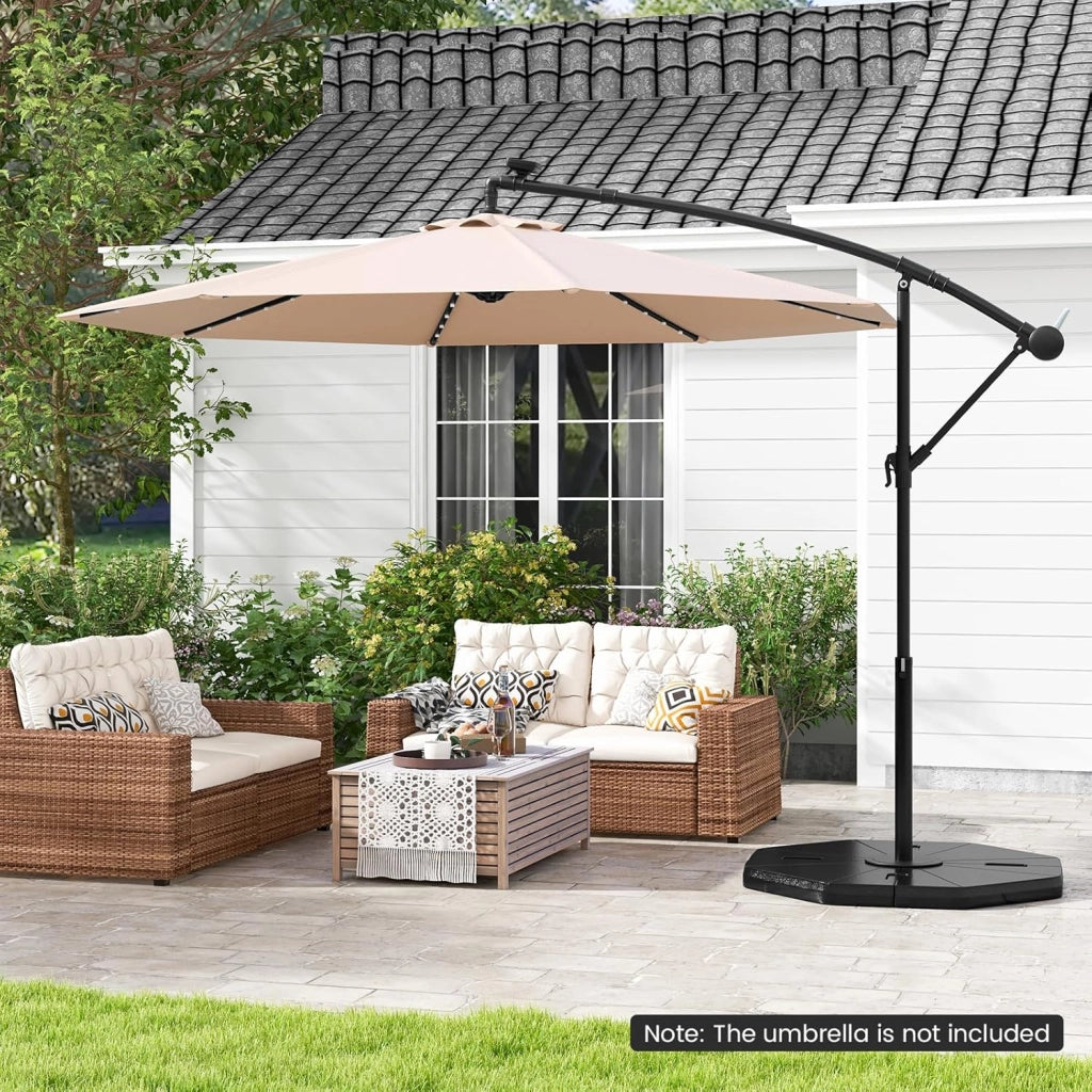 Set di 4 piedini per ombrellone, riempiti con acqua o sabbia, set di 4 piastrelle per ombrelloni in HDPE, supporto per ombrellone per spiaggia, giardino, balcone, terrazzo, ottagonale, 116 x
