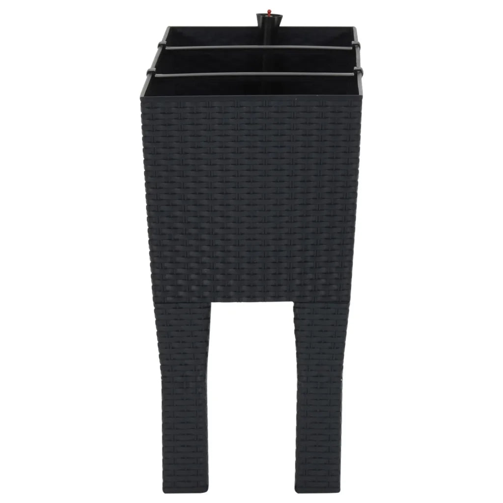 Fioriera Rialzata da Giardino Antracite 60x25x46cm in Rattan PP