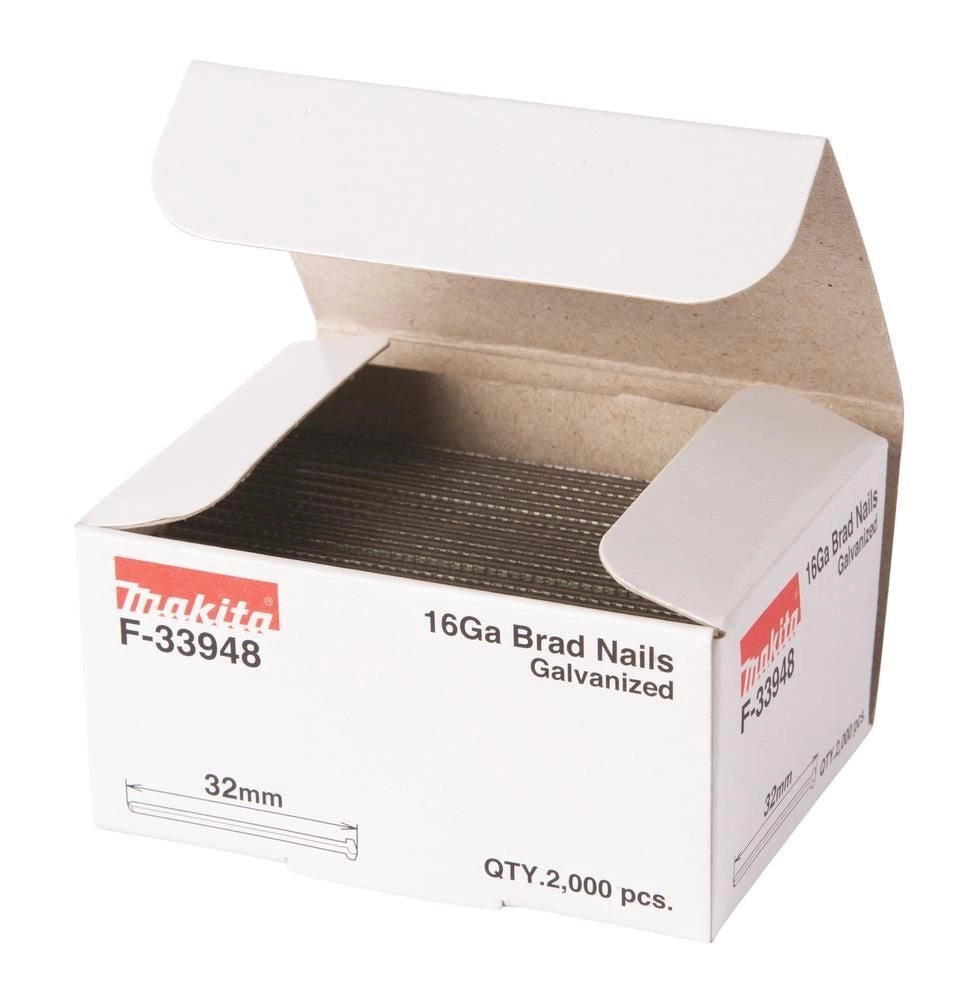Makita F-33948 Chiodi Brad Galvanizzati 16Ga 1.6x32mm 2000 pz per AF600 GF600 DBN600