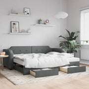 Divano Letto Estraibile Cassetti-Sofa Letto-Daybed Grigio Scuro 100x200cm Tessuto 734222