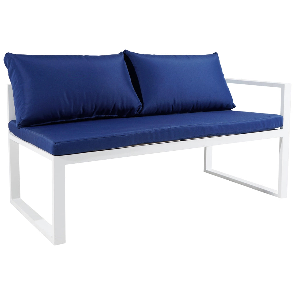 Set di mobili da giardino modulari IBIZA in tessuto blu 4 posti - alluminio bianco