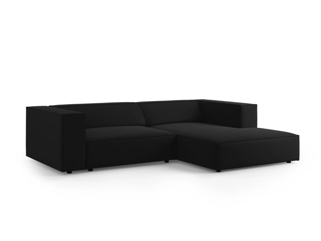 Cosmopolitan Design - Divano angolare destro "Arendal" 3 posti in velluto nero 