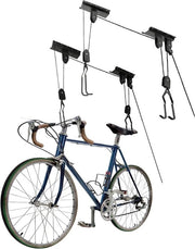 Set di 2 sollevatori a gru appesi - montaggio sul soffitto del garage - capacità di 24 kg - ganci e pulegge in acciaio resistente - sollevatori comodi per biciclette o scale