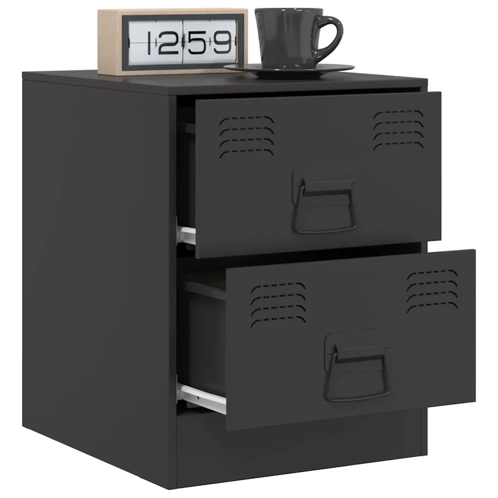 Comodino Nero 34,5x39x44 cm in Acciaio 841619
