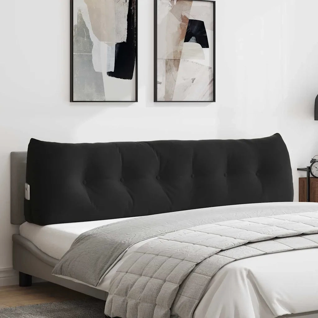 Cuscino per Schiena Nero 180 x 24 x 50 cm Velluto 42014580