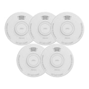 Confezione da 5 Rilevatori di Fumo Autonomi da 85 dB con Batteria da 9 V Sostituibile da 1 Anno Bianco Alecto
