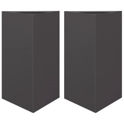 2 pz Fioriere | Cassetta per fiori | Vaso da Giardino Nere Triangolari 50x43x75 cm Acciaio