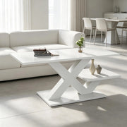 Tavolino da caffè 100x48x45 cm con doppio piano in MDF bianco