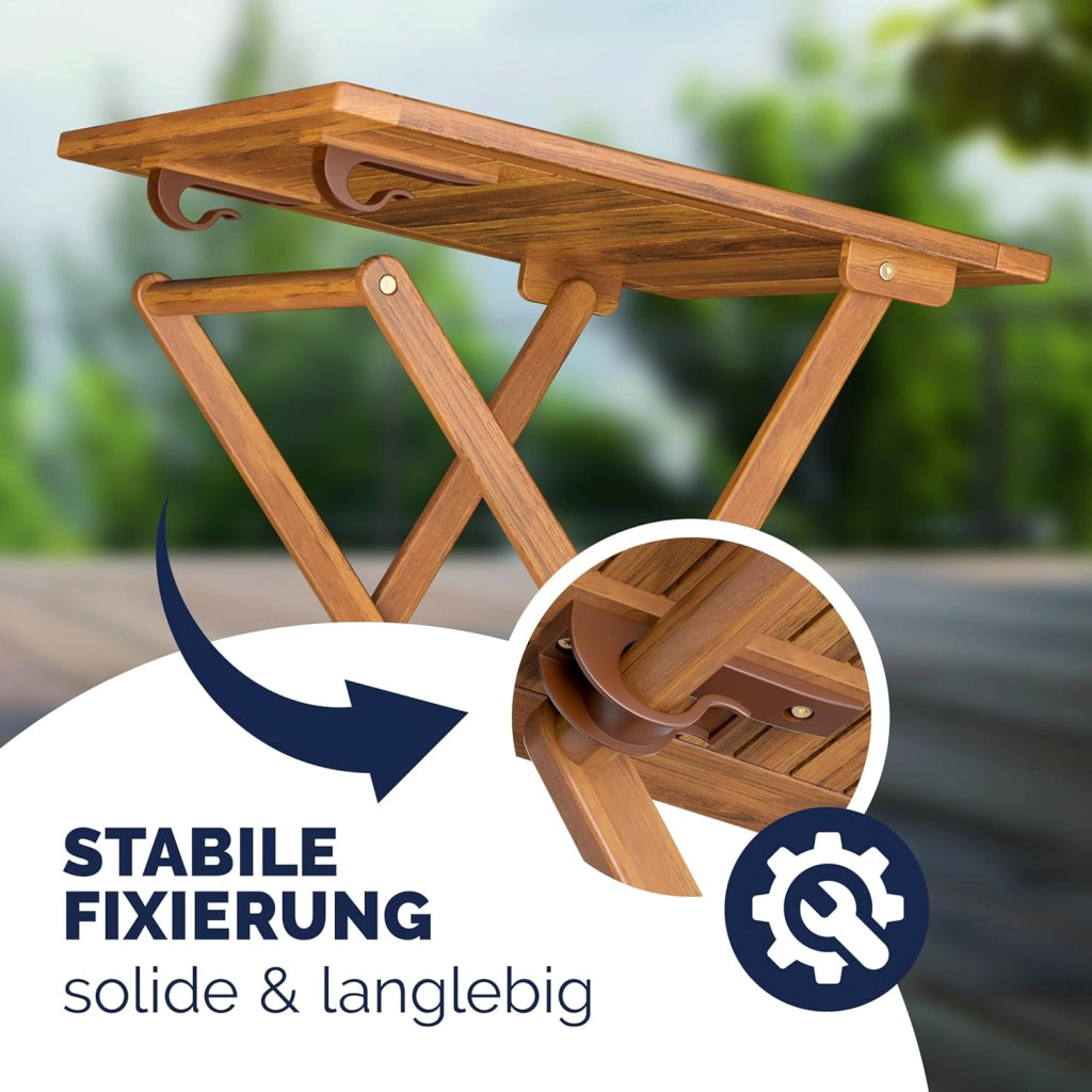 ® Set da Balcone Tavolo e 2 Sedie in Legno di Acacia Pieghevole 3 Pezzi per 2 Persone da Giardino Esterno Tavolino Terrazza Bar Bistro Salotto