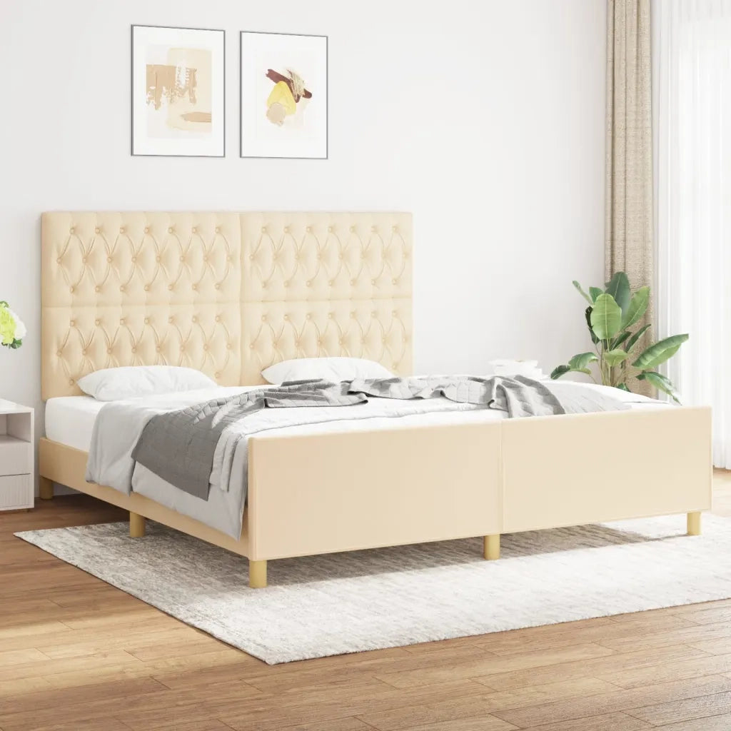 Letto matrimoniale | Letto per adulti | Giroletto senza Materasso Crema 180x200 cm in Tessuto