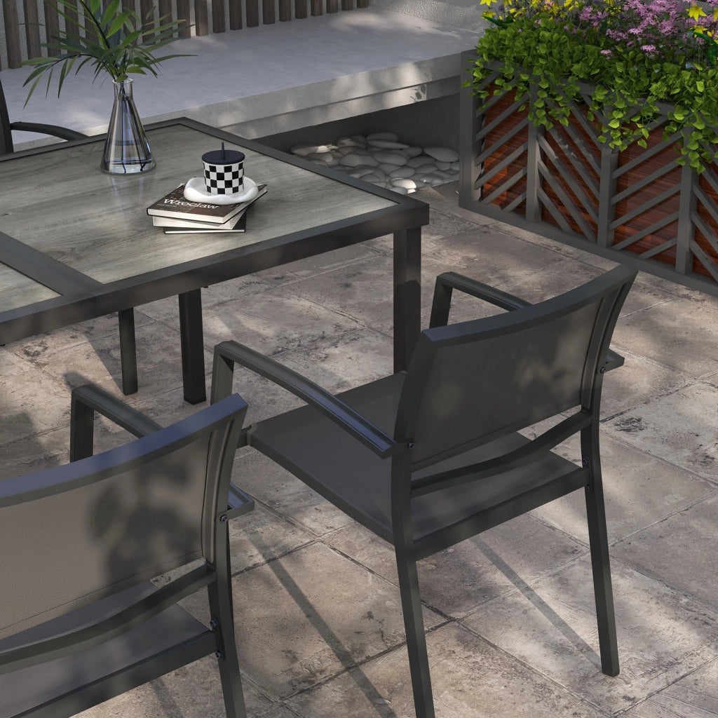 Set Giardino Sedia Tavolo 4 Posti ¨C zephmum ¨C Grigio 150x87x72 cm