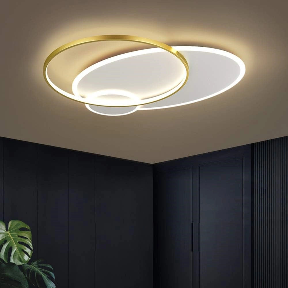 Trade Shop - Plafoniera Led 42w Cerchio Oro Bianco Moderno Soffitto Tonda Luce Naturale 71554 -