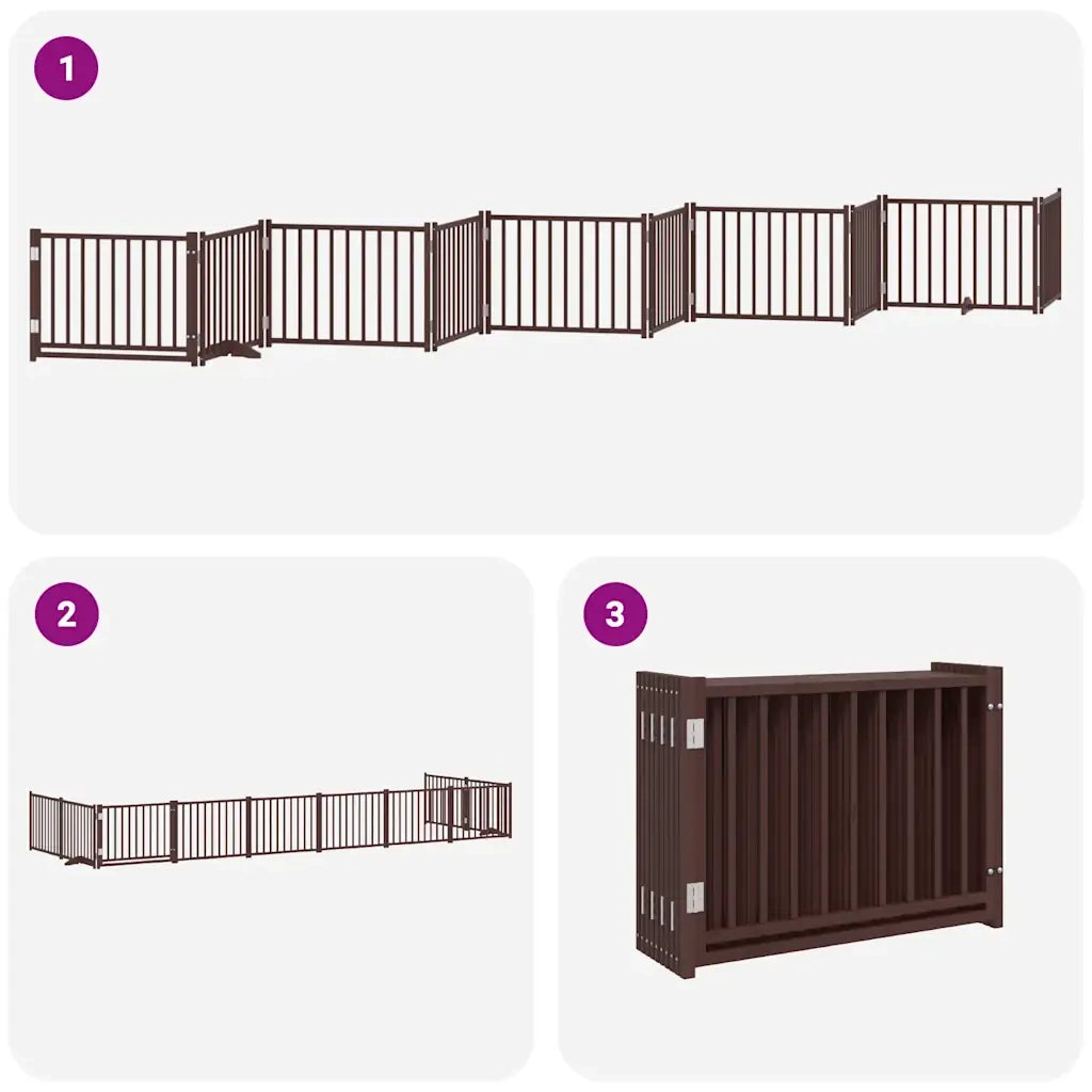 Cancello Cani Porta Pieghevole Marrone 10 Pannelli 800cm Pioppo CFW6725642