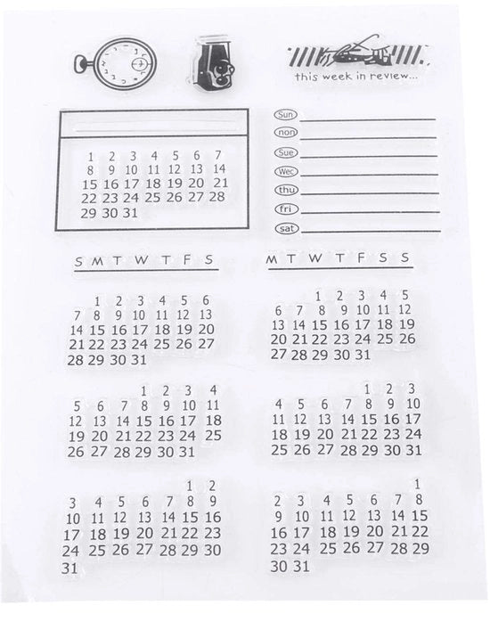 Stempelli in Silicone - Calendari Transparenti per Scrapbooking - Decorazioni per Album di Giorni/ Cartoline - 11x16cm - Materiale di Alta Qualità