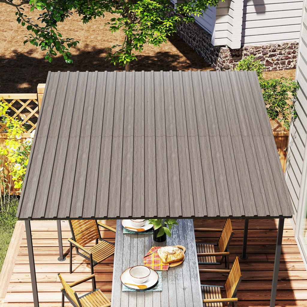 Set 12 Pannelli Recinzione Effetto Legno ¨C Xylo ¨C Acciaio Galvanizzato Grigio Chiaro 129x45cm