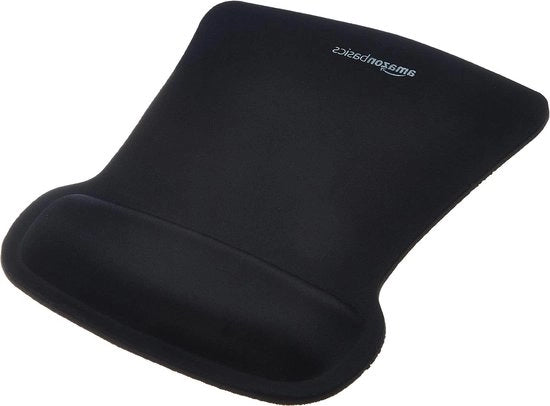 Tappetino rettangolare per mouse con supporto per gomito - nero