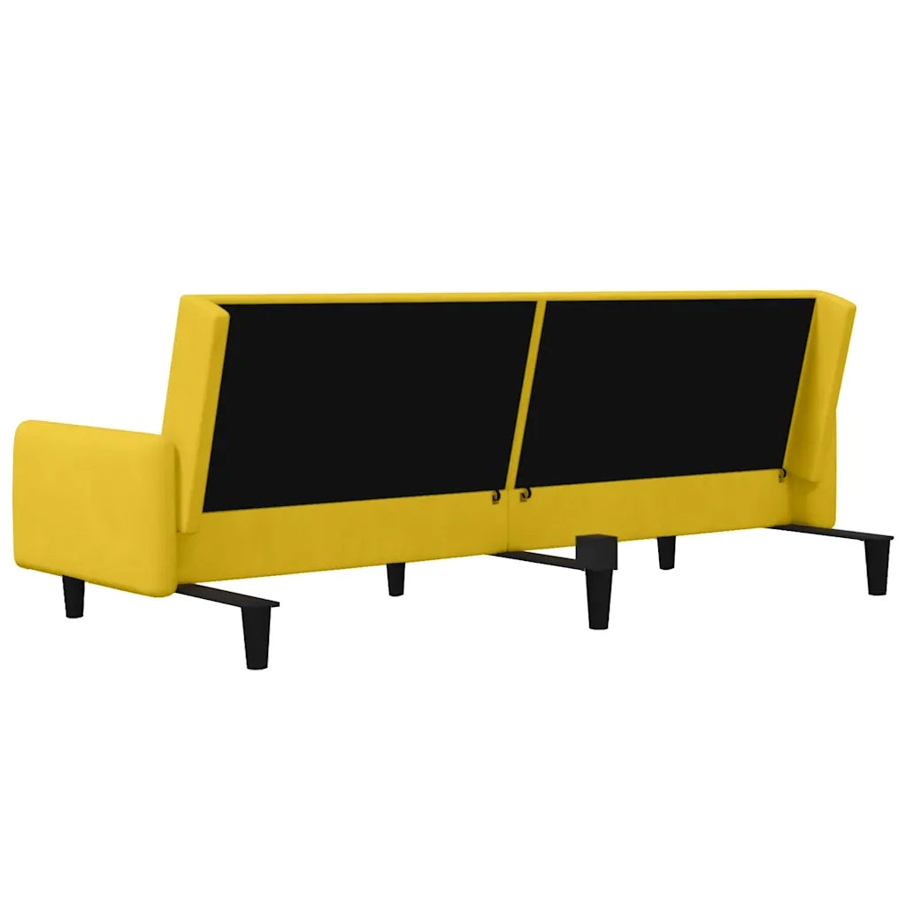 Divano Letto a 2 Posti Giallo in Velluto 375781