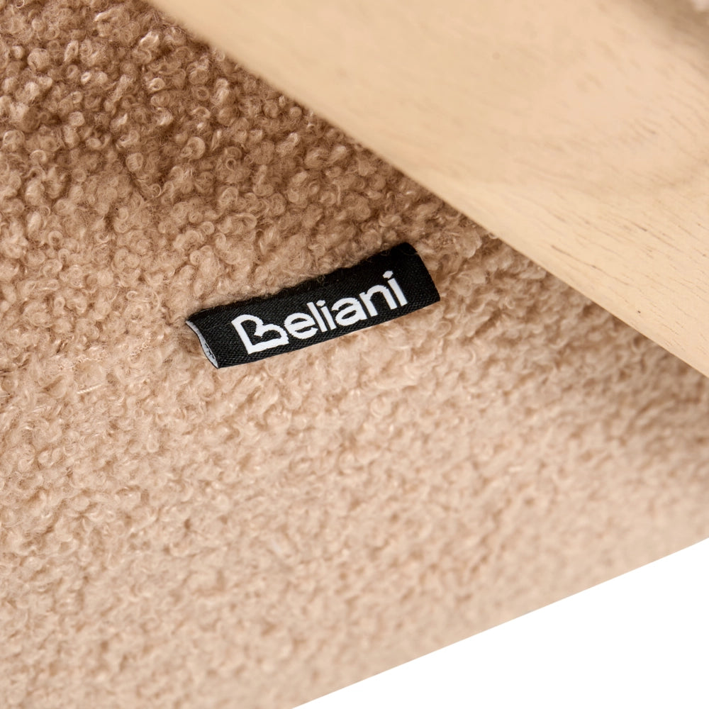 Poltrona da Soggiorno Senza Braccioli bouclè beige capitonnè Verticale Gambe In Legno