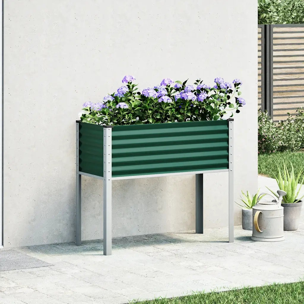Fioriera | Cassetta per fiori | Vaso da giardino verde 100x45x90 cm in acciaio