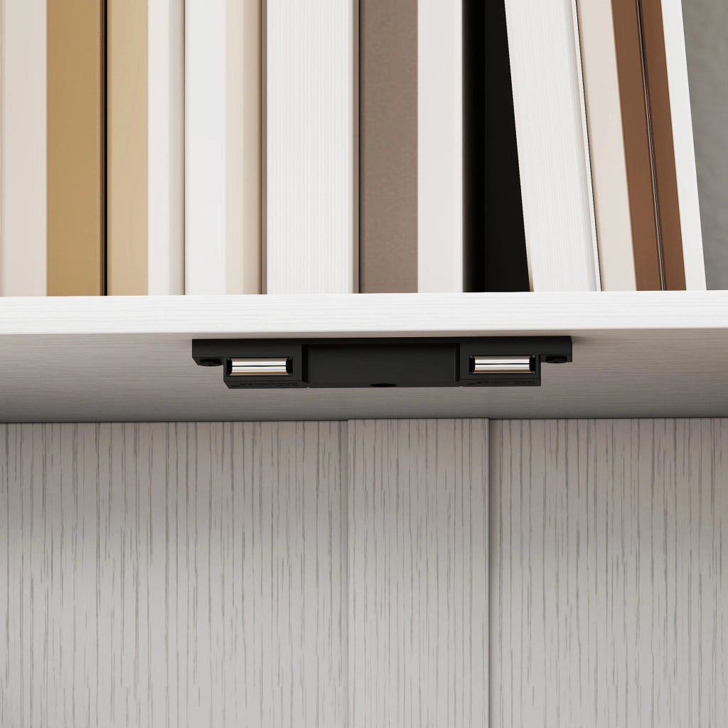Libreria Moderna con 5 Ripiani 60x23.8x179,2 cm con Armadietto alla Base in Legno Bianco