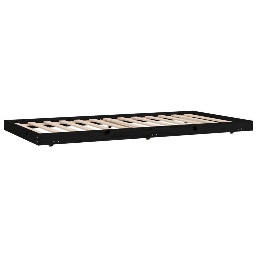 Giroletto Nero 100x200 cm in Legno Massello di Pino 823493