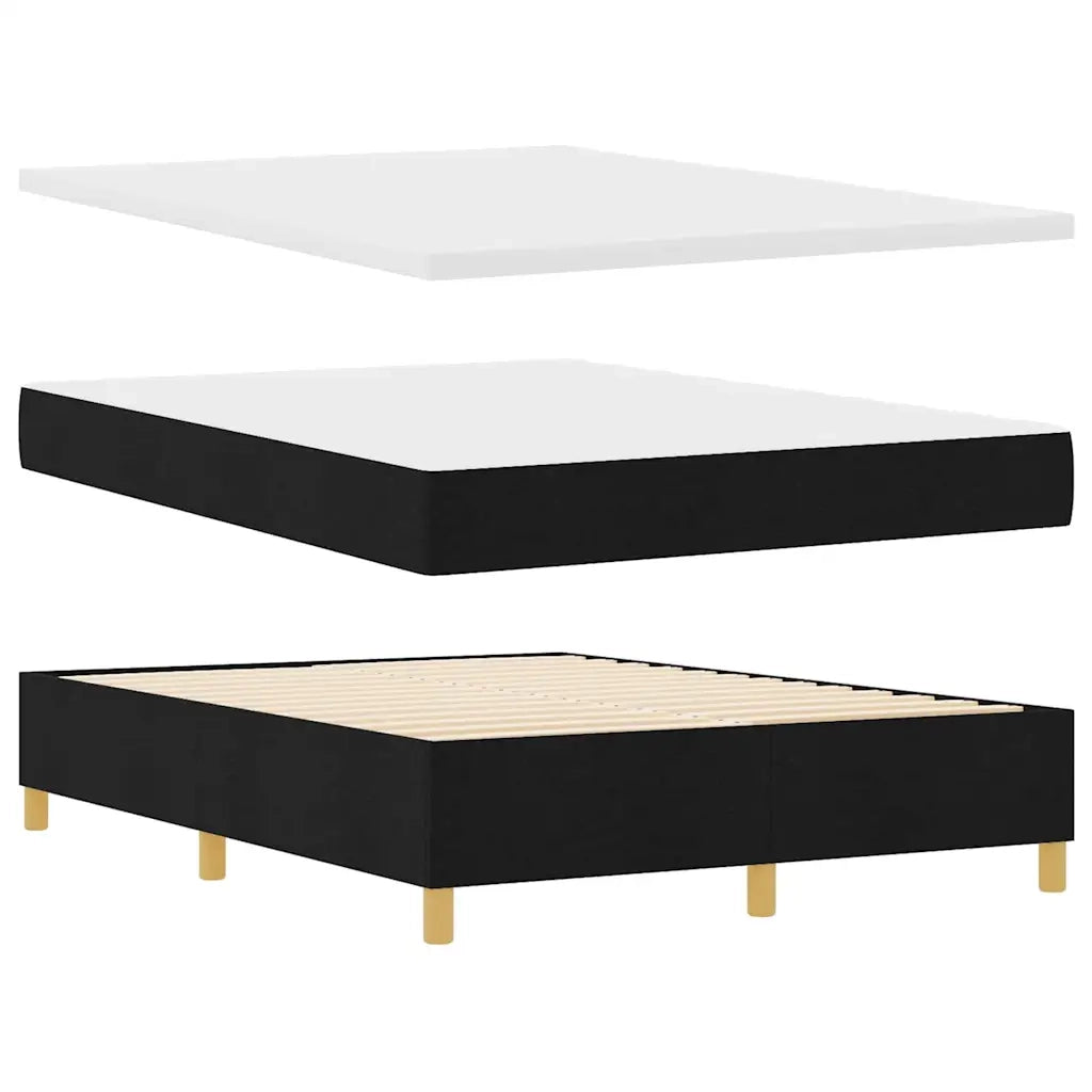 Letto a Sorgente LED con materasso Nero 160 x 200 cm Tessuto