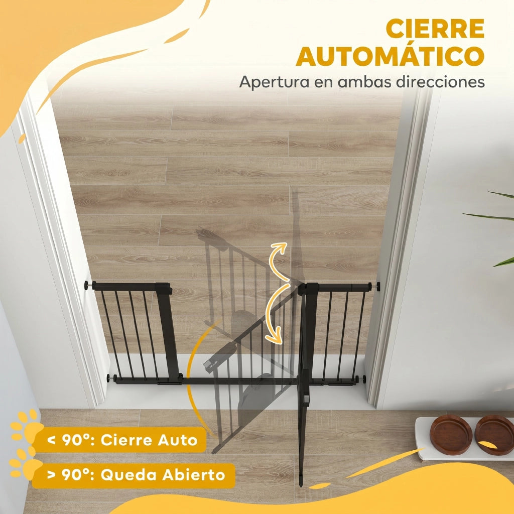 Barriera per Cani con Porticina ¨C Minimal ¨C Nero 75-131 cm con 3 Estensioni