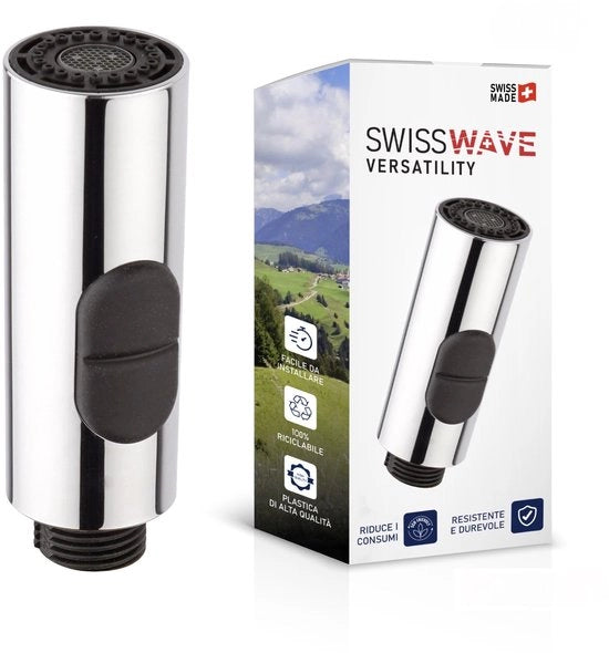 Douchiera Slim per cucina, getto doppio, spruzzatore per vasca, getto ventilato, connessione maschile 1/2 pollice, finitura cromata, materiale plastico