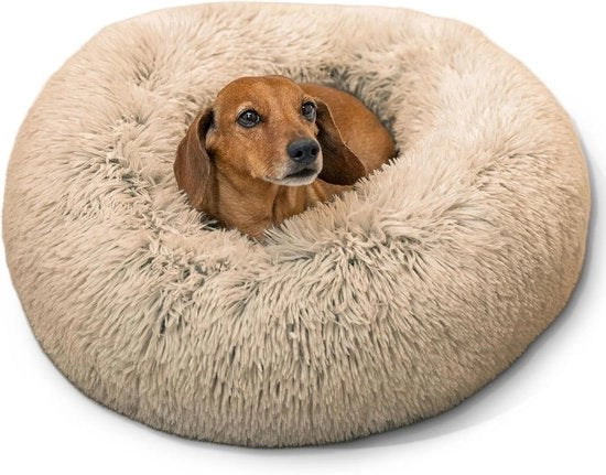 Donut Cuscino per Gatti e Cani in Pelle a Scaglie Taupe Piccola 23x23