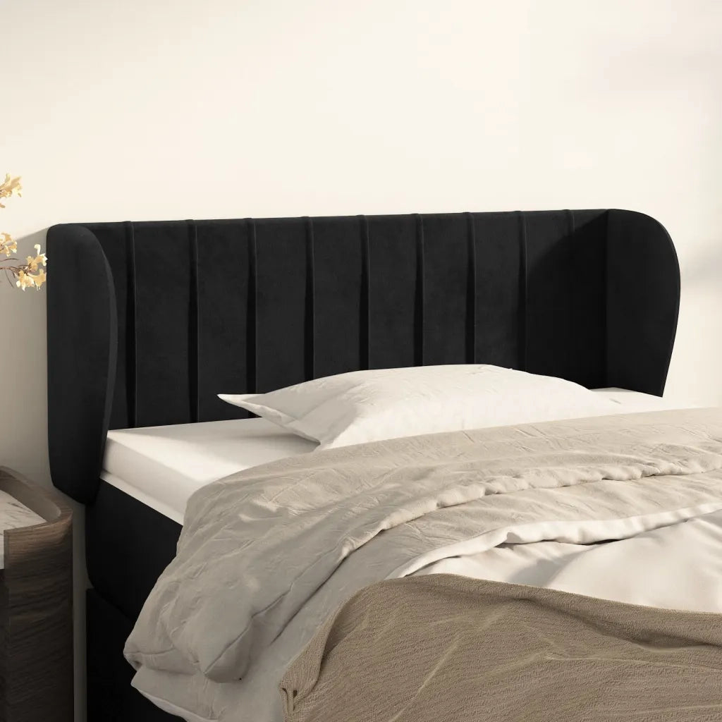 Testiera ad Orecchio Nera 103x23x78/88 cm in Velluto 3117426
