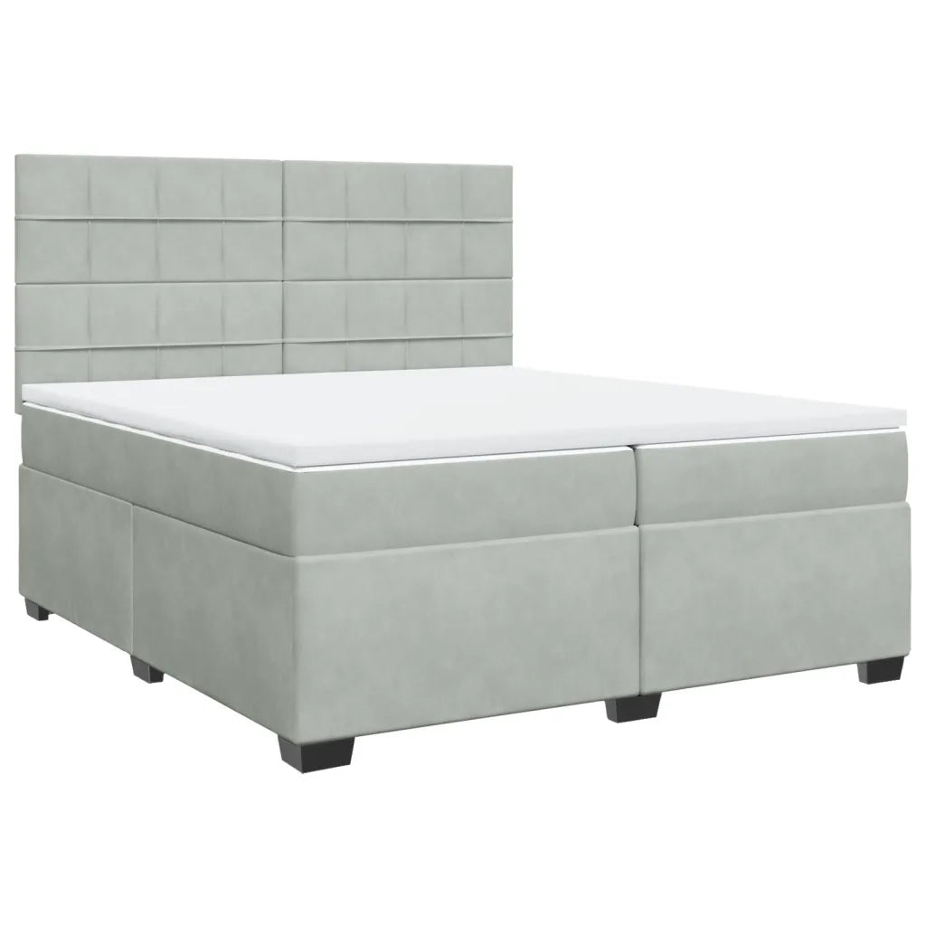 Giroletto a Molle con Materasso Grigio Chiaro 200x200cm Velluto