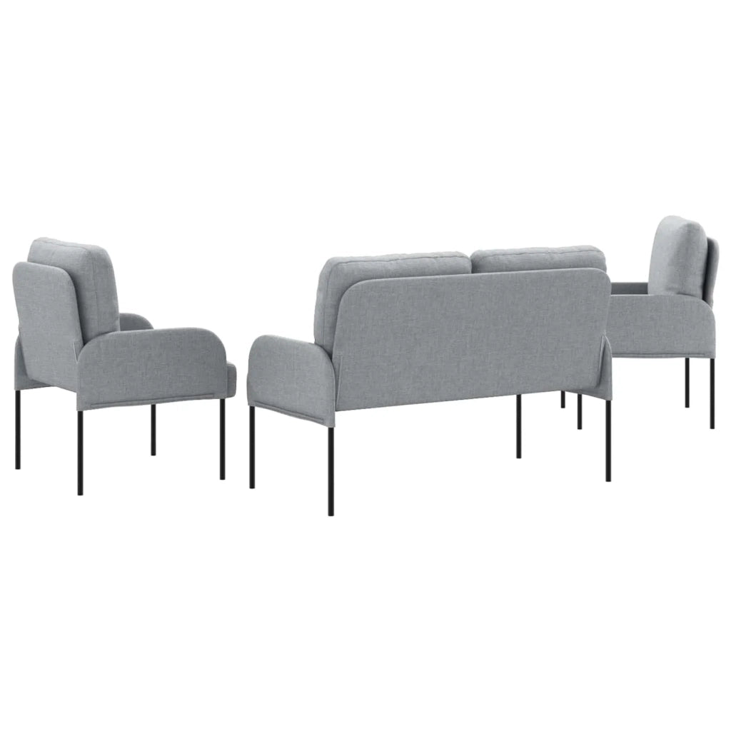 Set divani con cuscino 3 pcs Grigio chiaro 115 x 56 x 80 cm