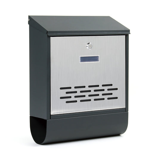 Cassetta postale con vano portagiornale V37 antracite + inox 305 x 105 x 385 mm con vetrino nome