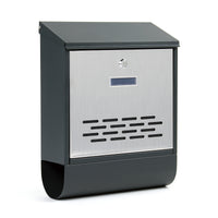 Cassetta postale con vano portagiornale V37 antracite + inox 305 x 105 x 385 mm con vetrino nome