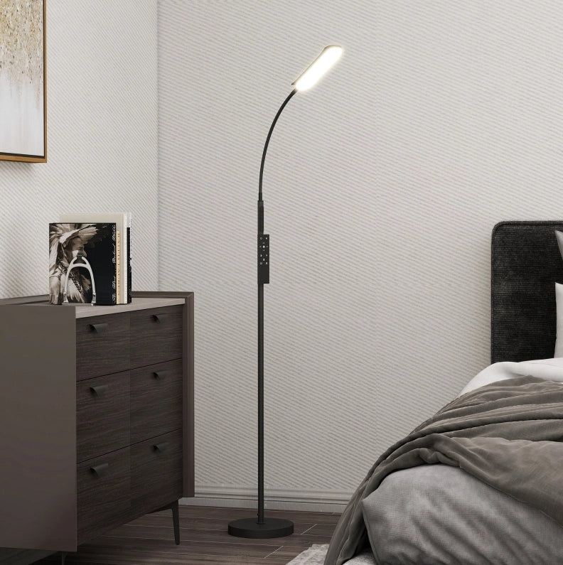 Lampada da terra LED ?22x175 cm con collo di cigno regolabile in acciaio nera