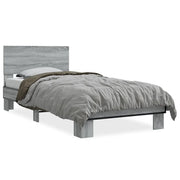 Letto singolo | Letto per adulti | Giroletto Grigio Sonoma 75x190cm in Legno Multistrato e Metallo