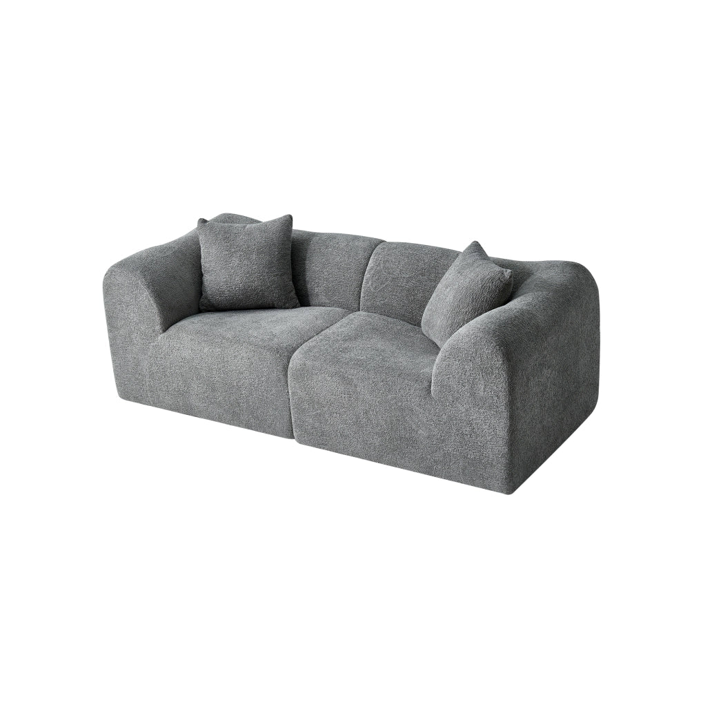 Divano 2 posti 194 x 87 x 67 cm grigio, design compatto, velluto con 2 cuscini